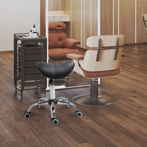 HOMCOM Tabouret De Massage Tabouret Selle Ergonomique Pivotant 360° Hauteur Réglable Revêtement Synthétique Noir Chromé 4 HOMCOM Tabouret De Massage Tabouret Selle Ergonomique Pivotant 360° Hauteur Réglable Revêtement Synthétique Noir Chromé – Image 2