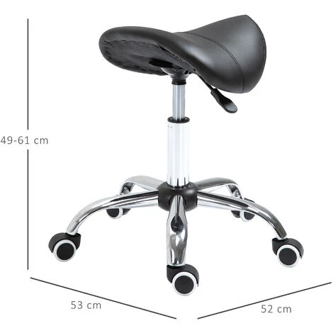 HOMCOM Tabouret De Massage Tabouret Selle Ergonomique Pivotant 360° Hauteur Réglable Revêtement Synthétique Noir Chromé 5 HOMCOM Tabouret De Massage Tabouret Selle Ergonomique Pivotant 360° Hauteur Réglable Revêtement Synthétique Noir Chromé – Image 3