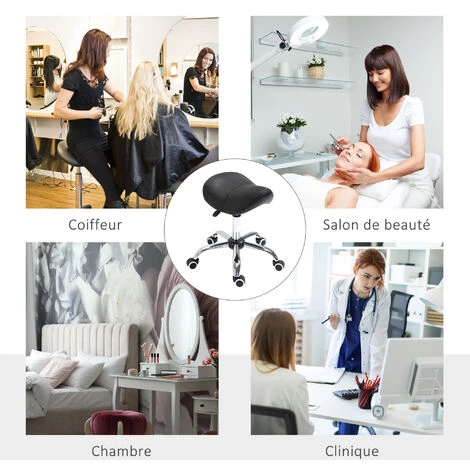 HOMCOM Tabouret De Massage Tabouret Selle Ergonomique Pivotant 360° Hauteur Réglable Revêtement Synthétique Noir Chromé 7 HOMCOM Tabouret De Massage Tabouret Selle Ergonomique Pivotant 360° Hauteur Réglable Revêtement Synthétique Noir Chromé – Image 5