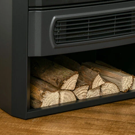 HOMCOM Cheminée électrique Poêle Style Contemporain 1000-2000 W Simulation Flammes LED Luminosité Réglable Acier Verre Noir - Noir 6 HOMCOM Cheminée électrique Poêle Style Contemporain 1000-2000 W Simulation Flammes LED Luminosité Réglable Acier Verre Noir - Noir – Image 4