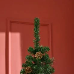HOMCOM Sapin De Noël Artificiel Ø 54 X 195H Cm - 556 Branches épines Grand Réalisme - 42 Pommes De Pin - Métal PVC Vert - Vert -France HOMCOM Soldes 2022 68595380 4