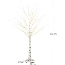 HOMCOM Arbre Lumineux LED Bouleau - Décoration Lumineuse - 96 LEDS Blanc Chaud - Norme IP 44 - Usage Intérieur/extérieur - 1,5H M - Métal PP Blanc - Blanc 9 HOMCOM Arbre Lumineux LED Bouleau - Décoration Lumineuse - 96 LEDS Blanc Chaud - Norme IP 44 - Usage Intérieur/extérieur - 1,5H M - Métal PP Blanc - Blanc -France HOMCOM Soldes 2022 68595381 3