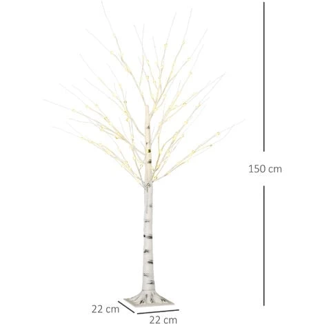 HOMCOM Arbre Lumineux LED Bouleau - Décoration Lumineuse - 96 LEDS Blanc Chaud - Norme IP 44 - Usage Intérieur/extérieur - 1,5H M - Métal PP Blanc - Blanc 5 HOMCOM Arbre Lumineux LED Bouleau - Décoration Lumineuse - 96 LEDS Blanc Chaud - Norme IP 44 - Usage Intérieur/extérieur - 1,5H M - Métal PP Blanc - Blanc – Image 3