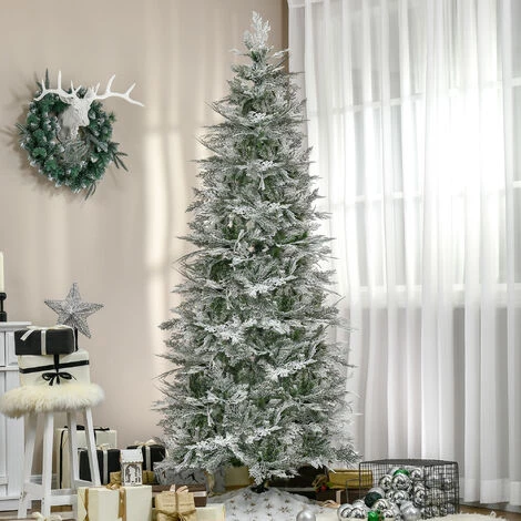 HOMCOM Sapin De Noël Artificiel Aspect Enneigé Ø 80 X 225H Cm Pied Support Inclus 880 Branches épines Grand Réalisme - Vert 4 HOMCOM Sapin De Noël Artificiel Aspect Enneigé Ø 80 X 225H Cm Pied Support Inclus 880 Branches épines Grand Réalisme - Vert – Image 2