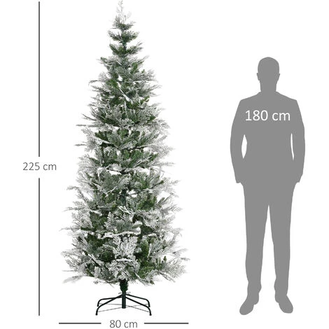 HOMCOM Sapin De Noël Artificiel Aspect Enneigé Ø 80 X 225H Cm Pied Support Inclus 880 Branches épines Grand Réalisme - Vert 5 HOMCOM Sapin De Noël Artificiel Aspect Enneigé Ø 80 X 225H Cm Pied Support Inclus 880 Branches épines Grand Réalisme - Vert – Image 3