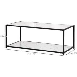 HOMCOM Table Basse Rectangulaire Aspect Marbre Blanc Avec étagère - Dim. 120L X 60l X 46H Cm - MDF Blanc Acier Noir - Noir 9 HOMCOM Table Basse Rectangulaire Aspect Marbre Blanc Avec étagère - Dim. 120L X 60l X 46H Cm - MDF Blanc Acier Noir - Noir -France HOMCOM Soldes 2022 68595383 3