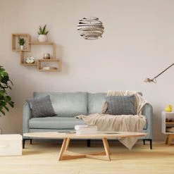 HOMCOM Canapé 3 Places Design Contemporain Piètement Acier Noir Revêtement Tissu Aspect Lin Gris Clair - Gris -France HOMCOM Soldes 2022 68595384 4