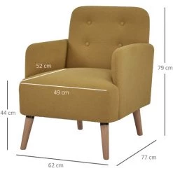 HOMCOM Fauteuil Style Classique Dossier 4 Boutons Piètement Effilé Incliné Bouleau Revêtement Aspect Lin Moutarde Foncé - Moutarde 9 HOMCOM Fauteuil Style Classique Dossier 4 Boutons Piètement Effilé Incliné Bouleau Revêtement Aspect Lin Moutarde Foncé - Moutarde -France HOMCOM Soldes 2022 68595386 3
