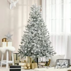 HOMCOM Sapin De Noël Artificiel Enneigé Ø 112 X 180H Cm 521 Branches épines Imitation Nordmann Grand Réalisme - Blanc -France HOMCOM Soldes 2022 68595390 2
