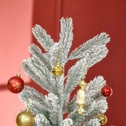 HOMCOM Sapin De Noël Artificiel Enneigé Ø 112 X 180H Cm 521 Branches épines Imitation Nordmann Grand Réalisme - Blanc -France HOMCOM Soldes 2022 68595390 4