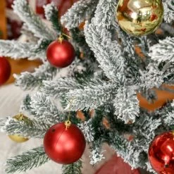 HOMCOM Sapin De Noël Artificiel Enneigé Ø 112 X 180H Cm 521 Branches épines Imitation Nordmann Grand Réalisme - Blanc -France HOMCOM Soldes 2022 68595390 5