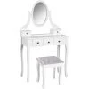 HOMCOM Coiffeuse Et Tabouret Style Baroque 5 Tiroirs Miroir Ovale Pivotant 360° MDF Bois Blanc - Blanc 1 HOMCOM Coiffeuse Et Tabouret Style Baroque 5 Tiroirs Miroir Ovale Pivotant 360° MDF Bois Blanc - Blanc -France HOMCOM Soldes 2022 68595391 1