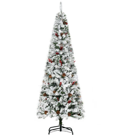 HOMCOM Sapin De Noël Artificiel Branches Enneigées Ø 55 X 180H Cm 600 Branches épines Imitation Nordmann Grand Réalisme 23 Houx 23 Pommes De Pin - Vert 3 HOMCOM Sapin De Noël Artificiel Branches Enneigées Ø 55 X 180H Cm 600 Branches épines Imitation Nordmann Grand Réalisme 23 Houx 23 Pommes De Pin - Vert