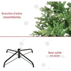 HOMCOM Sapin De Noël Artificiel Ø 91 X 210H Cm 865 Branches épines Imitation Nordmann Grand Réalisme Vert - Vert -France HOMCOM Soldes 2022 68595394 5