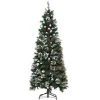 HOMCOM Sapin De Noël Artificiel Aspect Enneigé Ø 63 X 180H Cm 588 Branches Longues épines 35 Baies Rouges 33 Pommes De Pin - Vert -France HOMCOM Soldes 2022 68595396 1