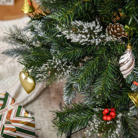 HOMCOM Sapin De Noël Artificiel Aspect Enneigé Ø 63 X 180H Cm 588 Branches Longues épines 35 Baies Rouges 33 Pommes De Pin - Vert 6 HOMCOM Sapin De Noël Artificiel Aspect Enneigé Ø 63 X 180H Cm 588 Branches Longues épines 35 Baies Rouges 33 Pommes De Pin - Vert – Image 4