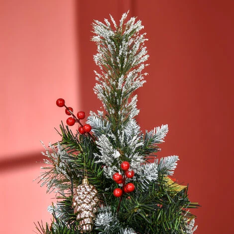 HOMCOM Sapin De Noël Artificiel Aspect Enneigé Ø 63 X 180H Cm 588 Branches Longues épines 35 Baies Rouges 33 Pommes De Pin - Vert 7 HOMCOM Sapin De Noël Artificiel Aspect Enneigé Ø 63 X 180H Cm 588 Branches Longues épines 35 Baies Rouges 33 Pommes De Pin - Vert – Image 5