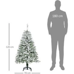 HOMCOM Sapin De Noël Artificiel Aspect Enneigé Ø 70 X 120H Cm 200 Branches épines Imitation Nordmann Grand Réalisme - Vert -France HOMCOM Soldes 2022 68595408 3
