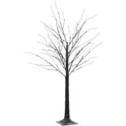 HOMCOM Arbre Lumineux LED Aspect Enneigé - Décoration Lumineuse - 96 LEDS Blanc Froid - Norme IP 44 - Usage Intérieur/extérieur - 1,5H M - Métal PP Brun - Brun