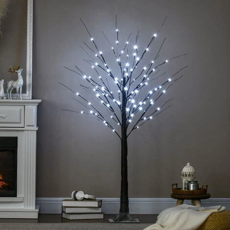 HOMCOM Arbre Lumineux LED Aspect Enneigé - Décoration Lumineuse - 96 LEDS Blanc Froid - Norme IP 44 - Usage Intérieur/extérieur - 1,5H M - Métal PP Brun - Brun 4 HOMCOM Arbre Lumineux LED Aspect Enneigé - Décoration Lumineuse - 96 LEDS Blanc Froid - Norme IP 44 - Usage Intérieur/extérieur - 1,5H M - Métal PP Brun - Brun – Image 2