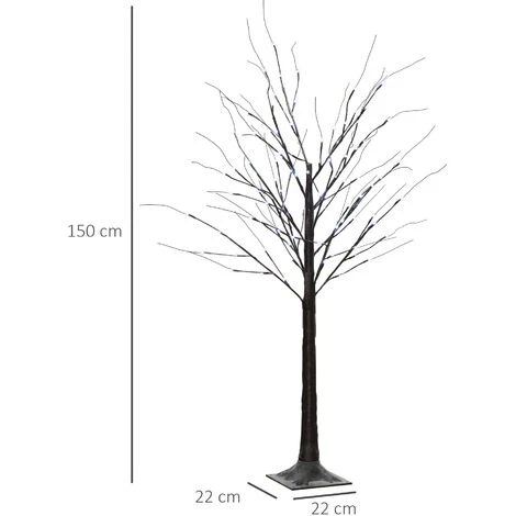 HOMCOM Arbre Lumineux LED Aspect Enneigé - Décoration Lumineuse - 96 LEDS Blanc Froid - Norme IP 44 - Usage Intérieur/extérieur - 1,5H M - Métal PP Brun - Brun 5 HOMCOM Arbre Lumineux LED Aspect Enneigé - Décoration Lumineuse - 96 LEDS Blanc Froid - Norme IP 44 - Usage Intérieur/extérieur - 1,5H M - Métal PP Brun - Brun – Image 3