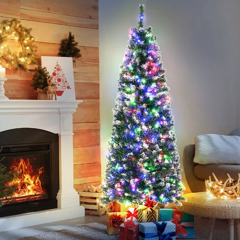 HOMCOM Sapin De Noël Artificiel Lumineux LED X 250 Multicolore Aspect Enneigé Ø 53 X 150H Cm 408 Branches Vert Blanc - Vert 4 HOMCOM Sapin De Noël Artificiel Lumineux LED X 250 Multicolore Aspect Enneigé Ø 53 X 150H Cm 408 Branches Vert Blanc - Vert – Image 2