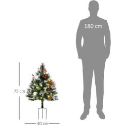HOMCOM Sapins De Noël Artificiel H. 75 Cm Aspect Enneigé - Lot De 2 Sapins LED - 8 Modes D'éclairage - 70 Branches - Décoration Incluse - Usage Extérieur - Vert 9 HOMCOM Sapins De Noël Artificiel H. 75 Cm Aspect Enneigé - Lot De 2 Sapins LED - 8 Modes D'éclairage - 70 Branches - Décoration Incluse - Usage Extérieur - Vert -France HOMCOM Soldes 2022 68595411 3