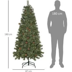 HOMCOM Sapin De Noël Artificiel Ø 87 X 180H Cm - 450 Branches épines Imitation Nordmann Grand Réalisme - 28 Pommes De Pin - Métal PVC Vert - Vert 9 HOMCOM Sapin De Noël Artificiel Ø 87 X 180H Cm - 450 Branches épines Imitation Nordmann Grand Réalisme - 28 Pommes De Pin - Métal PVC Vert - Vert -France HOMCOM Soldes 2022 68595412 3