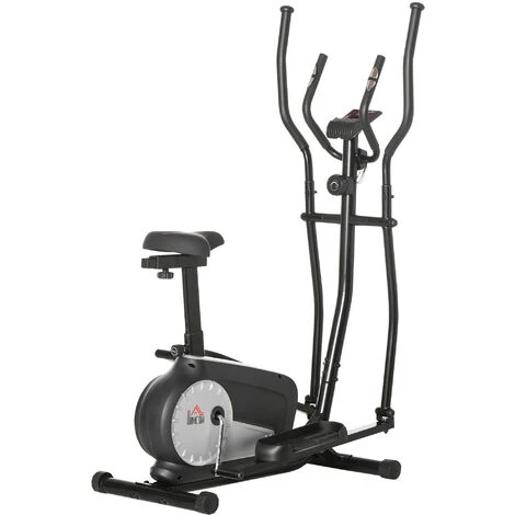 HOMCOM Vélo Elliptique Vertical Vélo D'appartement 2 En 1 écran LCD Multifonction Selle & Résistance Réglable Acier ABS Noir Gris - Noir 2 HOMCOM Vélo Elliptique Vertical Vélo D'appartement 2 En 1 écran LCD Multifonction Selle & Résistance Réglable Acier ABS Noir Gris - Noir