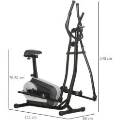 HOMCOM Vélo Elliptique Vertical Vélo D'appartement 2 En 1 écran LCD Multifonction Selle & Résistance Réglable Acier ABS Noir Gris - Noir 8 HOMCOM Vélo Elliptique Vertical Vélo D'appartement 2 En 1 écran LCD Multifonction Selle & Résistance Réglable Acier ABS Noir Gris - Noir -France HOMCOM Soldes 2022 68595415 3