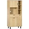 HOMCOM Buffet Haut - Armoire De Cuisine Multi-rangement - 3 Portes, 4 Niches, Tiroir - Piètement Métal Noir Panneaux Particules Aspect Bois Clair - Beige 1 HOMCOM Buffet Haut - Armoire De Cuisine Multi-rangement - 3 Portes, 4 Niches, Tiroir - Piètement Métal Noir Panneaux Particules Aspect Bois Clair - Beige -France HOMCOM Soldes 2022 68959104 1