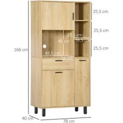 HOMCOM Buffet Haut - Armoire De Cuisine Multi-rangement - 3 Portes, 4 Niches, Tiroir - Piètement Métal Noir Panneaux Particules Aspect Bois Clair - Beige 9 HOMCOM Buffet Haut - Armoire De Cuisine Multi-rangement - 3 Portes, 4 Niches, Tiroir - Piètement Métal Noir Panneaux Particules Aspect Bois Clair - Beige -France HOMCOM Soldes 2022 68959104 3