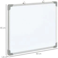 HOMCOM Tableau Blanc Aimanté Magnétique Dim. 60L X 45H Cm Nombreux Accessoires Inclus Cadre Aluminium - Blanc -France HOMCOM Soldes 2022 68959105 3
