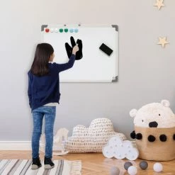 HOMCOM Tableau Blanc Aimanté Magnétique Dim. 60L X 45H Cm Nombreux Accessoires Inclus Cadre Aluminium - Blanc -France HOMCOM Soldes 2022 68959105 4