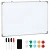 HOMCOM Tableau Blanc Aimanté Magnétique Dim. 90L X 60H Cm Nombreux Accessoires Inclus Cadre Aluminium - Blanc