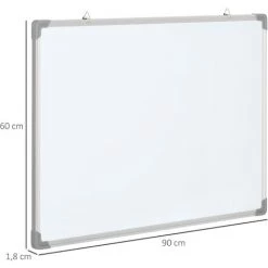 HOMCOM Tableau Blanc Aimanté Magnétique Dim. 90L X 60H Cm Nombreux Accessoires Inclus Cadre Aluminium - Blanc -France HOMCOM Soldes 2022 68959106 3