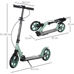 HOMCOM Trottinette Pliable Adulte Béquille Double Frein Amortisseur Hauteur Guidon Réglable Roulement PU Abec-9 Alu. Métal Vert Noir - Vert 9 HOMCOM Trottinette Pliable Adulte Béquille Double Frein Amortisseur Hauteur Guidon Réglable Roulement PU Abec-9 Alu. Métal Vert Noir - Vert -France HOMCOM Soldes 2022 68959109 3