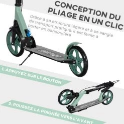 HOMCOM Trottinette Pliable Adulte Béquille Double Frein Amortisseur Hauteur Guidon Réglable Roulement PU Abec-9 Alu. Métal Vert Noir - Vert 10 HOMCOM Trottinette Pliable Adulte Béquille Double Frein Amortisseur Hauteur Guidon Réglable Roulement PU Abec-9 Alu. Métal Vert Noir - Vert -France HOMCOM Soldes 2022 68959109 4