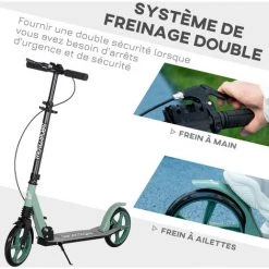 HOMCOM Trottinette Pliable Adulte Béquille Double Frein Amortisseur Hauteur Guidon Réglable Roulement PU Abec-9 Alu. Métal Vert Noir - Vert 11 HOMCOM Trottinette Pliable Adulte Béquille Double Frein Amortisseur Hauteur Guidon Réglable Roulement PU Abec-9 Alu. Métal Vert Noir - Vert -France HOMCOM Soldes 2022 68959109 5