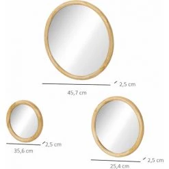 HOMCOM Lot De 3 Miroirs Ronds Muraux Ø 25, 35, 45 Cm Crochet Intégré Cadre Bois De Pin - Beige 9 HOMCOM Lot De 3 Miroirs Ronds Muraux Ø 25, 35, 45 Cm Crochet Intégré Cadre Bois De Pin - Beige -France HOMCOM Soldes 2022 68959110 3