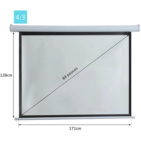 HOMCOM Ecran De Projection Motorisé Home-cinéma Format 4:3 84 Pouces 171L X 128H Cm Blanc - Blanc 5 HOMCOM Ecran De Projection Motorisé Home-cinéma Format 4:3 84 Pouces 171L X 128H Cm Blanc - Blanc – Image 3