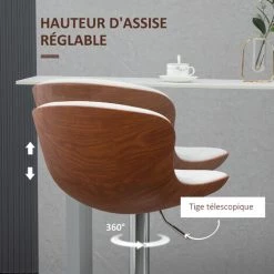 HOMCOM Lot De 2 Tabourets De Bar Design Contemporain Hauteur D'assise Réglable 64-85 Cm Pivotant 360° Revêtement Synthétique Crème Aspect Bois - Crème 11 HOMCOM Lot De 2 Tabourets De Bar Design Contemporain Hauteur D'assise Réglable 64-85 Cm Pivotant 360° Revêtement Synthétique Crème Aspect Bois - Crème -France HOMCOM Soldes 2022 69575199 5