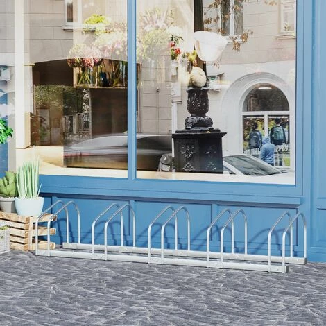 HOMCOM Râtelier Pour 5 Vélos Dim. 145L X 33l X 27H Cm Acier Galvanisé - Gris 4 HOMCOM Râtelier Pour 5 Vélos Dim. 145L X 33l X 27H Cm Acier Galvanisé - Gris – Image 2