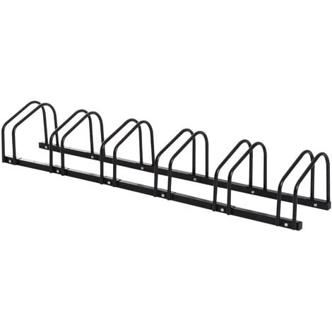 HOMCOM Râtelier 6 Vélos Dim. 179L X 33l X 27H Cm Acier Galvanisé Noir - Noir 3 HOMCOM Râtelier 6 Vélos Dim. 179L X 33l X 27H Cm Acier Galvanisé Noir - Noir