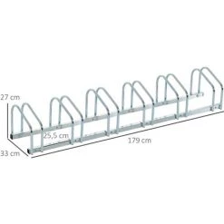 HOMCOM Râtelier Pour 6 Vélos Dim. 179L X 33l X 27H Cm Acier Galvanisé - Gris 9 HOMCOM Râtelier Pour 6 Vélos Dim. 179L X 33l X 27H Cm Acier Galvanisé - Gris -France HOMCOM Soldes 2022 69575202 3