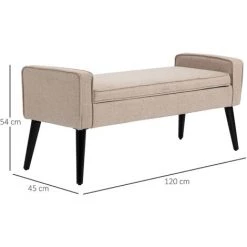 HOMCOM Banquette Coffre De Rangement 2 En 1 Style Contemporain Pieds Effilés Bois D'hévéa Noir Aspect Lin Beige - Beige 9 HOMCOM Banquette Coffre De Rangement 2 En 1 Style Contemporain Pieds Effilés Bois D'hévéa Noir Aspect Lin Beige - Beige -France HOMCOM Soldes 2022 69767314 3
