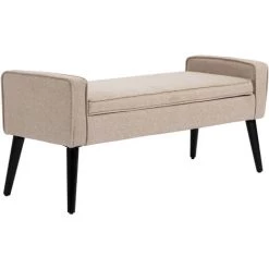 HOMCOM Banquette Coffre De Rangement 2 En 1 Style Contemporain Pieds Effilés Bois D'hévéa Noir Aspect Lin Beige - Beige 10 HOMCOM Banquette Coffre De Rangement 2 En 1 Style Contemporain Pieds Effilés Bois D'hévéa Noir Aspect Lin Beige - Beige -France HOMCOM Soldes 2022 69767314 4
