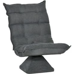HOMCOM Fauteuil Relax Grand Confort Pivotant Inclinaison Réglable 5 Niv. épais Garnissage Mousse Haute Densité Tissu Velours Microfibre Gris - Gris