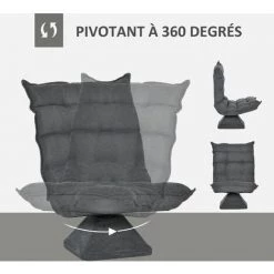 HOMCOM Fauteuil Relax Grand Confort Pivotant Inclinaison Réglable 5 Niv. épais Garnissage Mousse Haute Densité Tissu Velours Microfibre Gris - Gris 11 HOMCOM Fauteuil Relax Grand Confort Pivotant Inclinaison Réglable 5 Niv. épais Garnissage Mousse Haute Densité Tissu Velours Microfibre Gris - Gris -France HOMCOM Soldes 2022 69767398 5