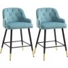 HOMCOM Lot De 2 Tabourets De Bar Design Chesterfield Effet Capitonné Piètement Métal Effilé Noir Extrémités Dorées Repose-pied Aspect Velours Bleu - Bleu 2 HOMCOM Lot De 2 Tabourets De Bar Design Chesterfield Effet Capitonné Piètement Métal Effilé Noir Extrémités Dorées Repose-pied Aspect Velours Bleu - Bleu -France HOMCOM Soldes 2022 69767399 1